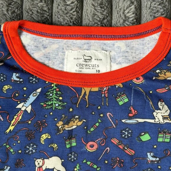 NWT J. Crew crewcuts Navy Winter Print Kids Pajama Set Size 10 - Picture 3 of 8